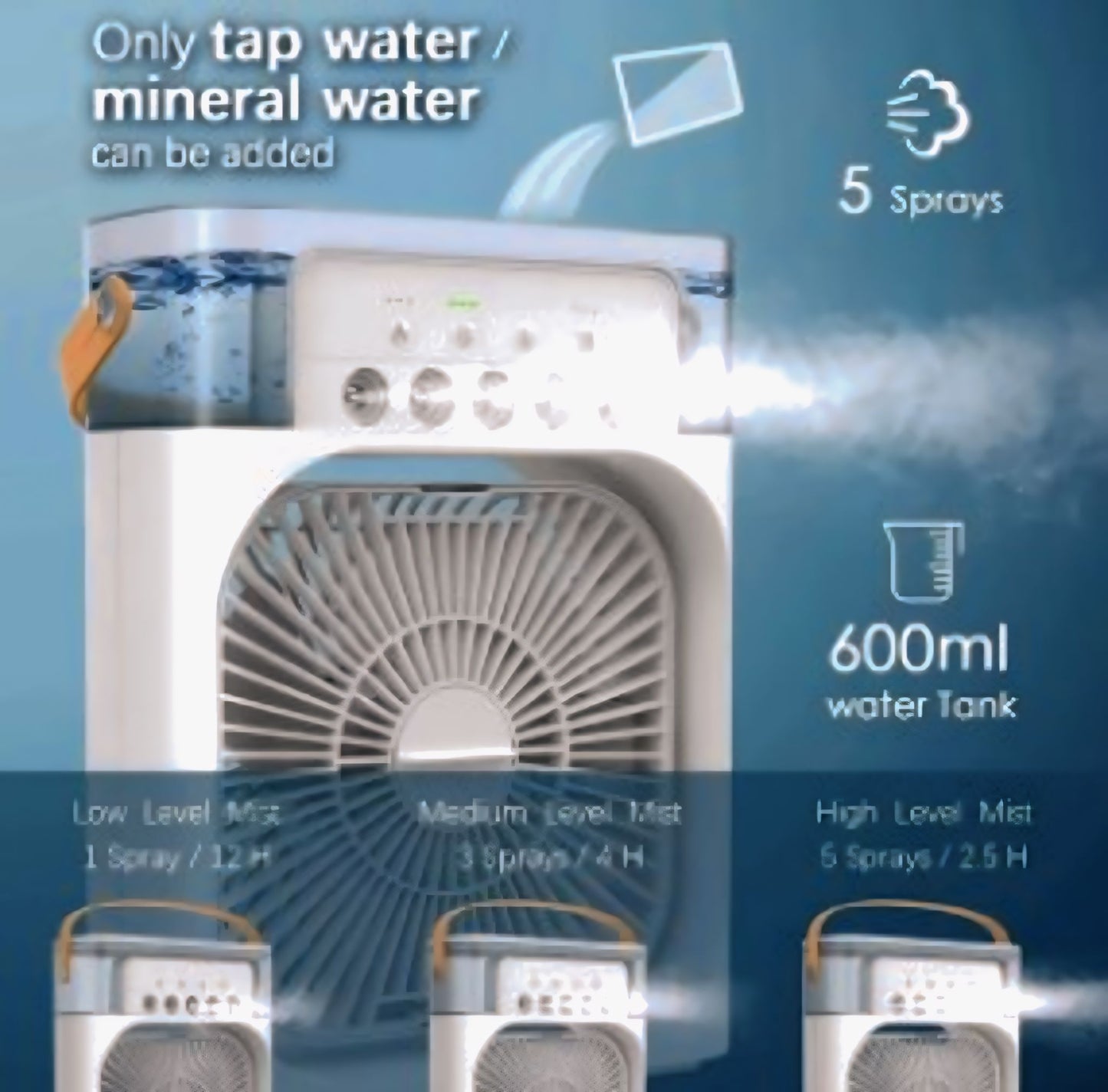 Portable Mini Air Conditioner & Humidifier with 4 Speeds