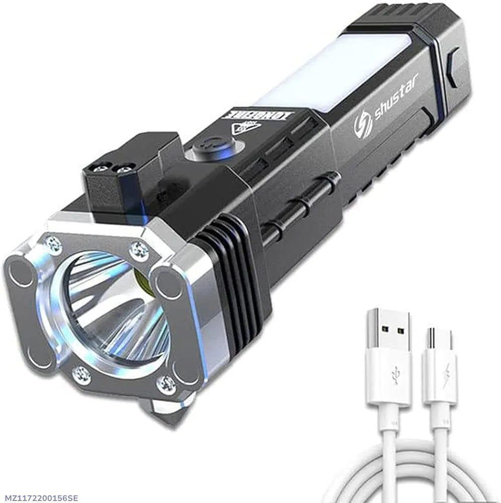 LED Rechargeable Torch - 1 Pc, Smooth Operation & Sleek Black Design